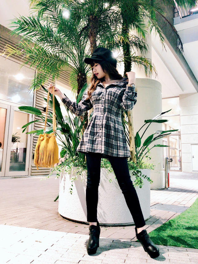 チェックオフショルチュニック♡KARINさんとのﾆｺﾆｺｼｮｯﾄ❥❥❥misaki