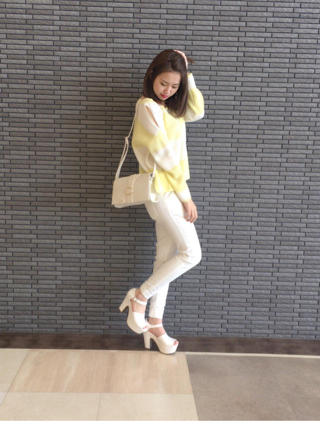 肩開きボーダー柄ニット ♡ aRina