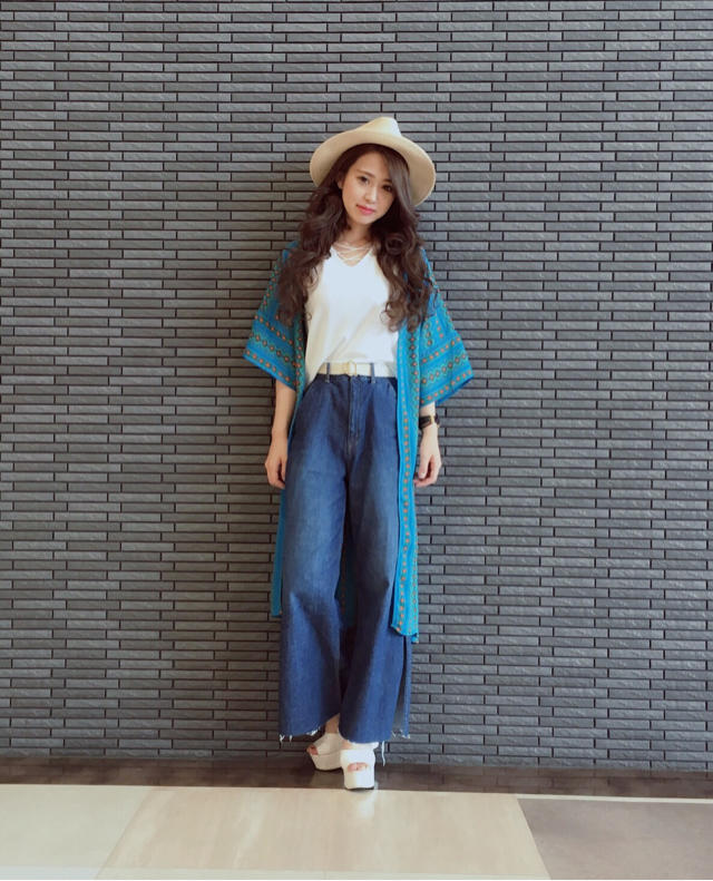 ストライプ調花柄ガウン ♡ arina
