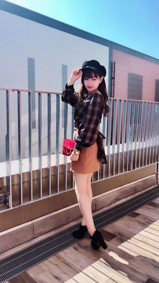 チェックパワショルブラウス❥❥❥misaki