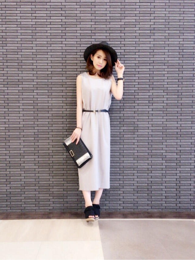 ベルト付きノースリーブワンピース ♡ arina