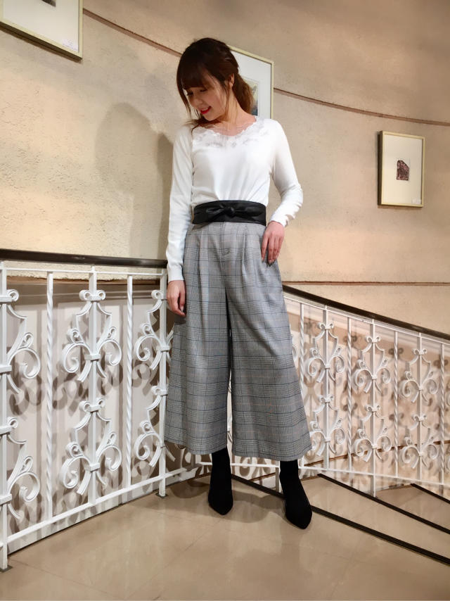 サッシュベルト付♪キレイめワイドパンツ♡