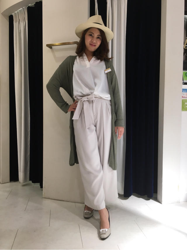 サッシュベルト付ワイドパンツ