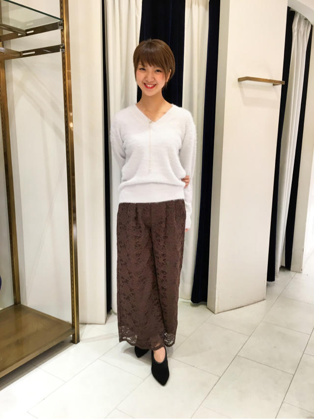 ラメフェザーニットのコーディネート♡