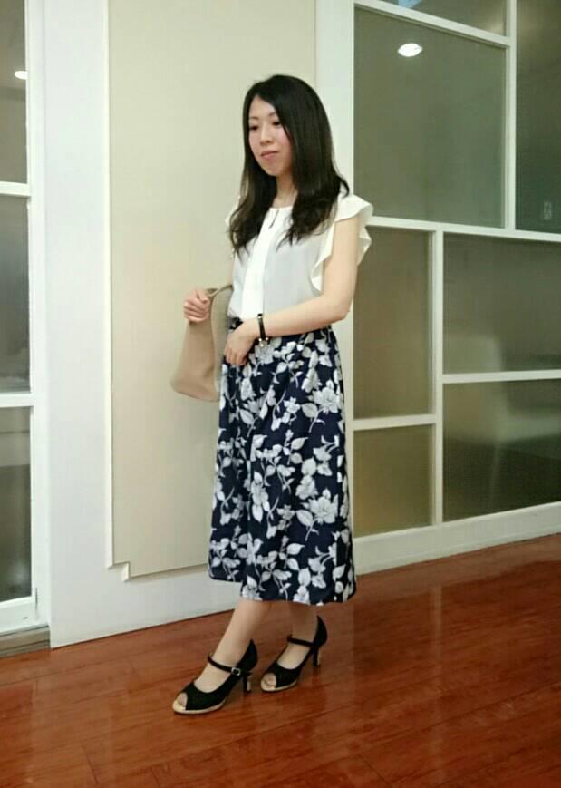 花柄スカーチョで着回し♪