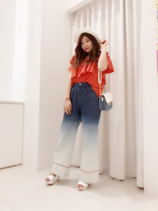 フリルtopsをカジュアルに♥なつみ店頭コーデ♥♥はるか