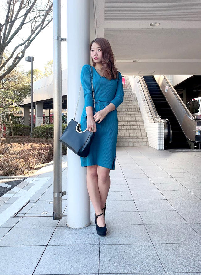 スタイルアップ効果抜群♡リブニットワンピースᙏ̤̫͚ ♡りさ