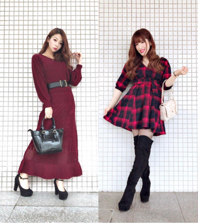 クリスマスに!!ボルドーワンピ特集♥♥はるか