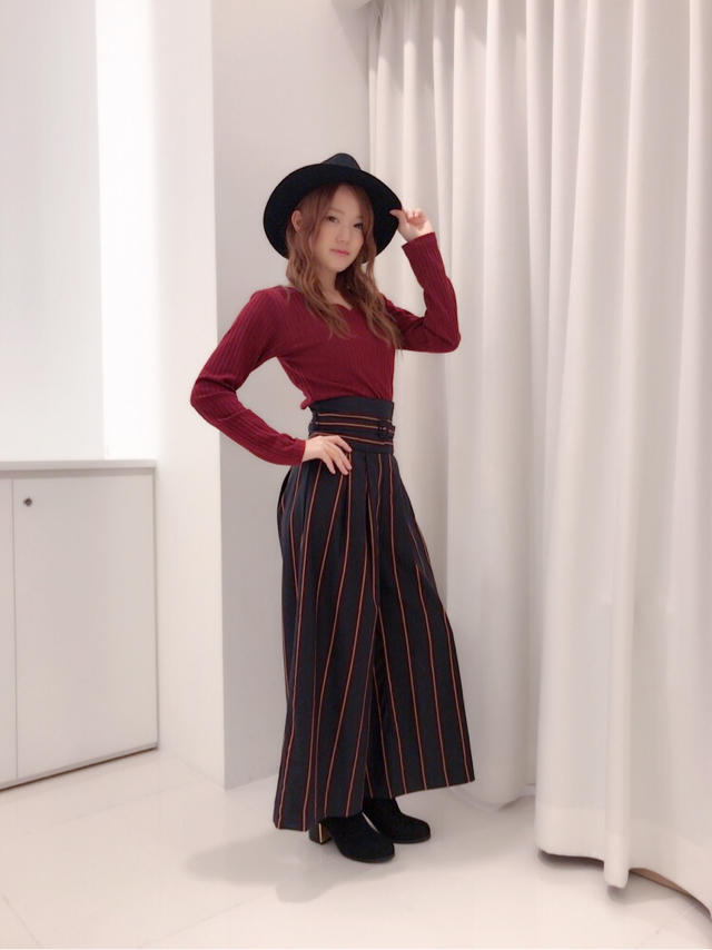 再入荷♡スカラップカットソー&新作ハイウエストストライプガウチョ♡りな