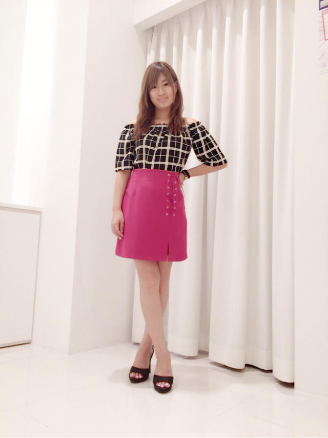 秋まで使える♡チェック柄オフショル☆ひなこ