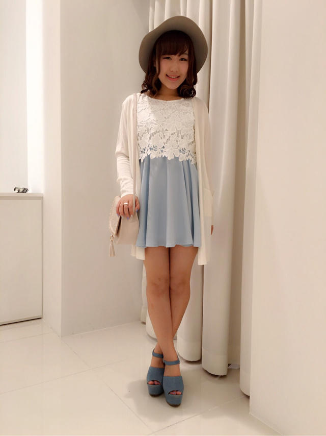 切り替えワンピ×ロングカーデ♡かなこ