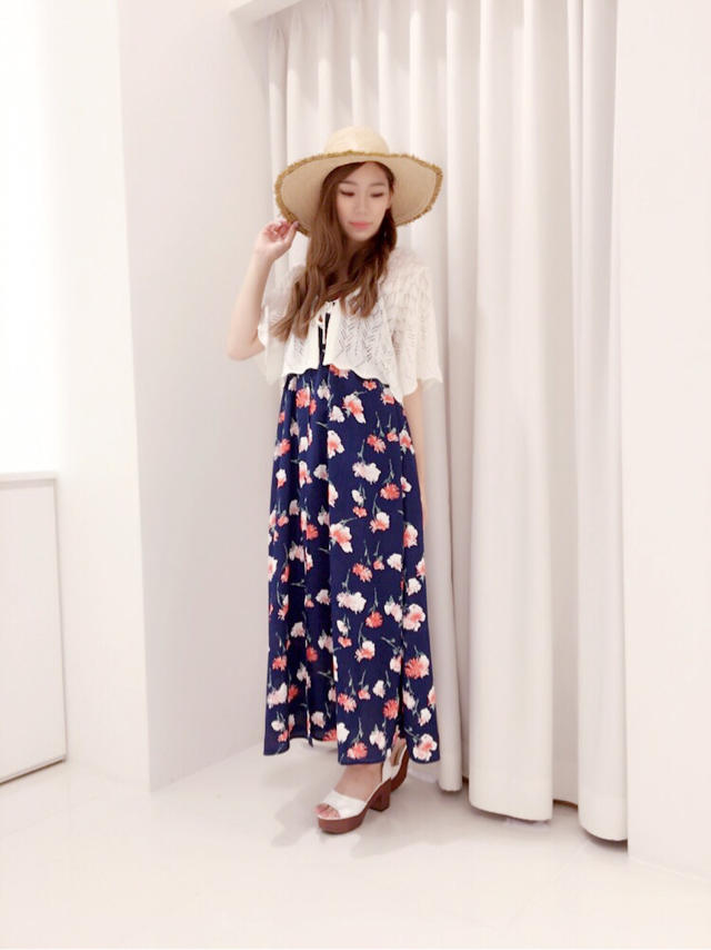 マキシ丈花柄ワンピ♡みか