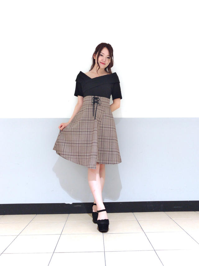 先取り感満載☆チェック柄ドッキングワンピース♡ゆか