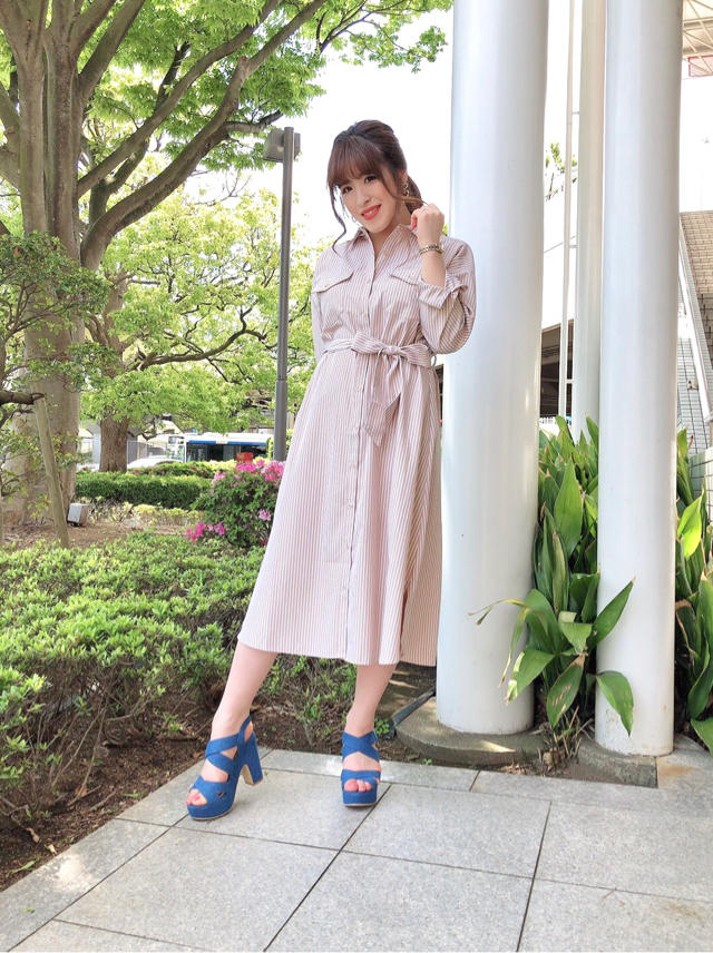ワンピとしても羽織としても使えるのストライプシャツOP♡なつみ