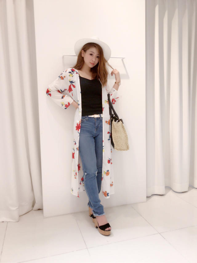 夏まで着れる花柄ガウン♥♥店頭コーデ♥はるか