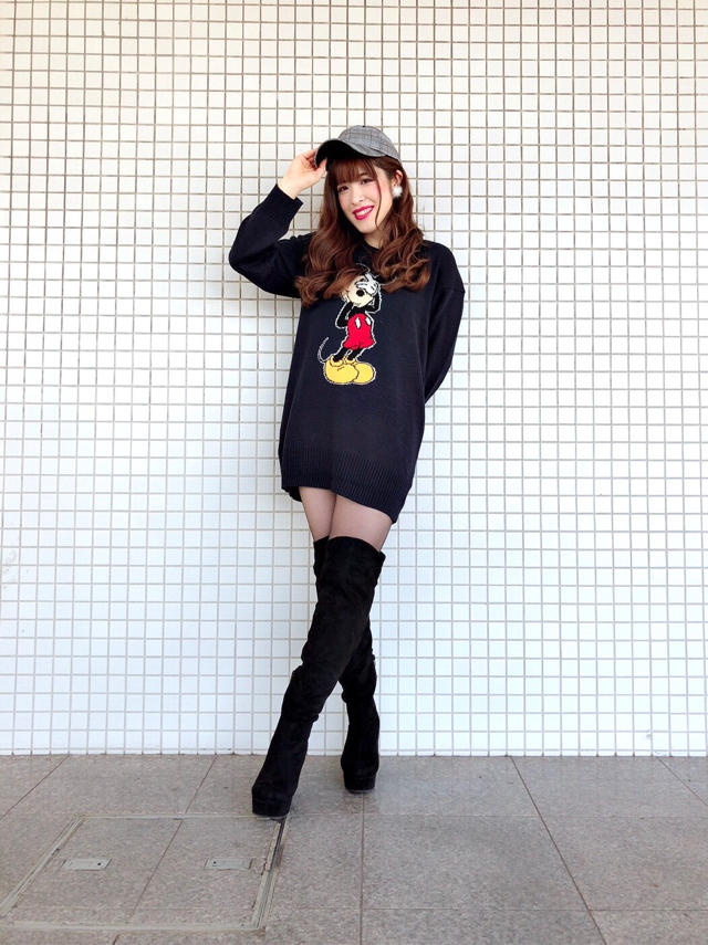Mickey絵柄◡̈*背中スピンドルニット♡♡かなこ