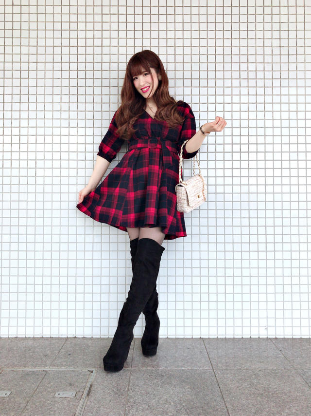 チェックカシュクールワンピース♡♡かなこ