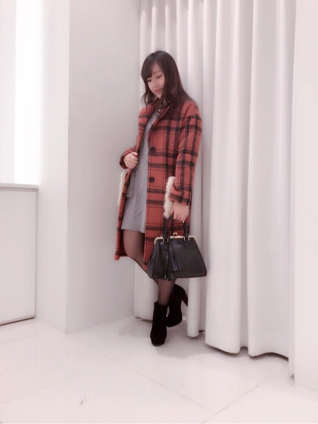 ファー付きチェックチェスターコート☆チャン