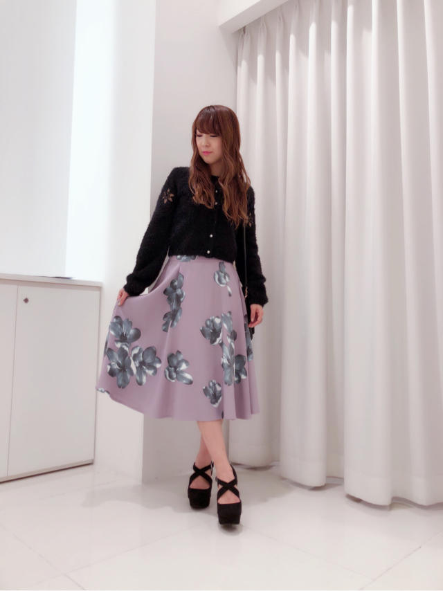 エレガンスな印象に♡大花ミモレスカート♡かなこ