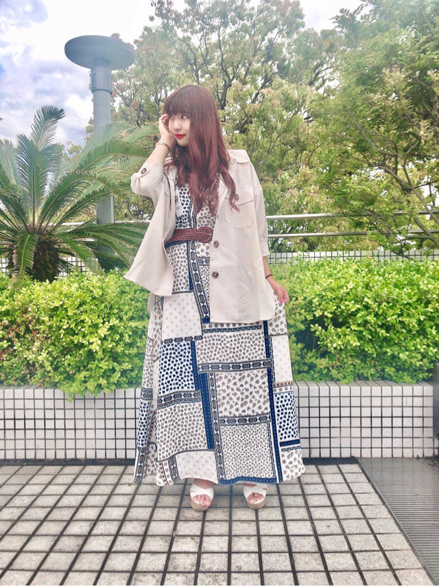 麻調シャツでサラッと涼し気な印象に♡なつみ
