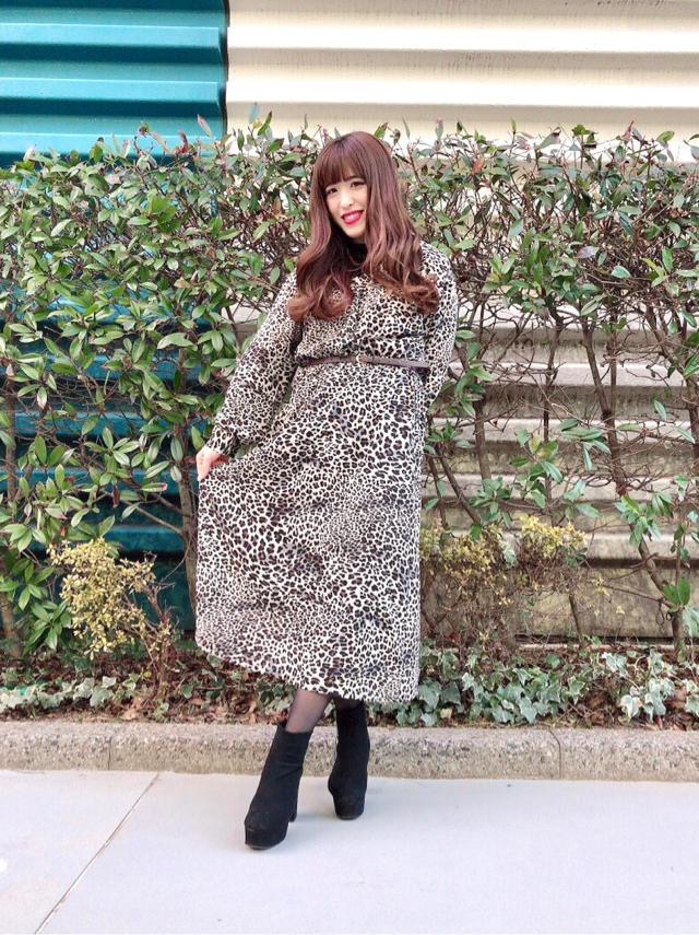 周りの目線を集める♡ヒョウ柄ドッキングワンピース♡ゆか