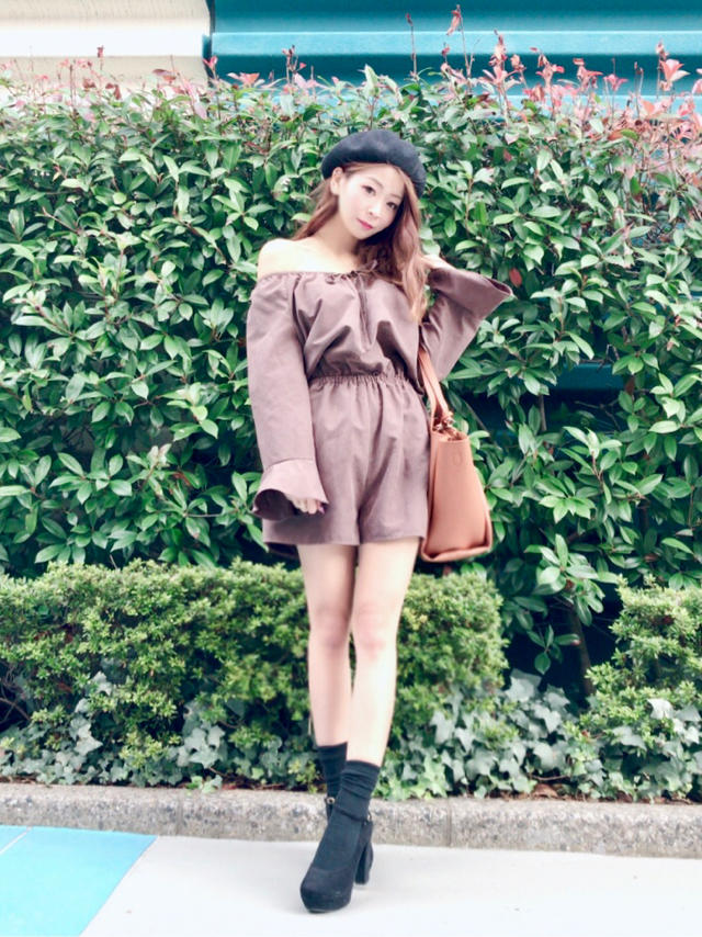 ピーチ素材で優しげな印象に♡スキンロンパース♡♡かなこ
