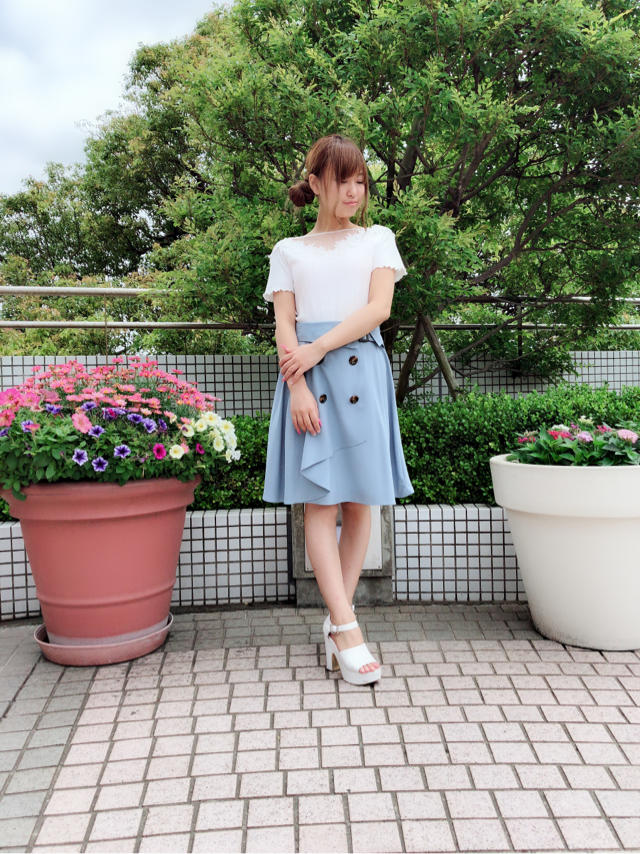 清楚な印象に♡ドットチュールトップス♡ひなこ