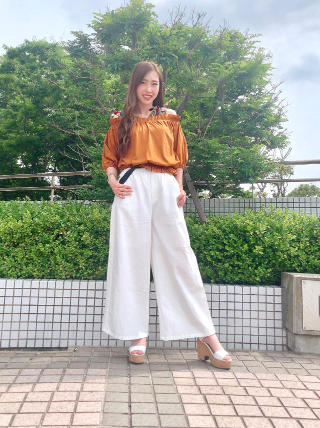 スカーフオフショルで涼しげな印象に♡♡かなこ