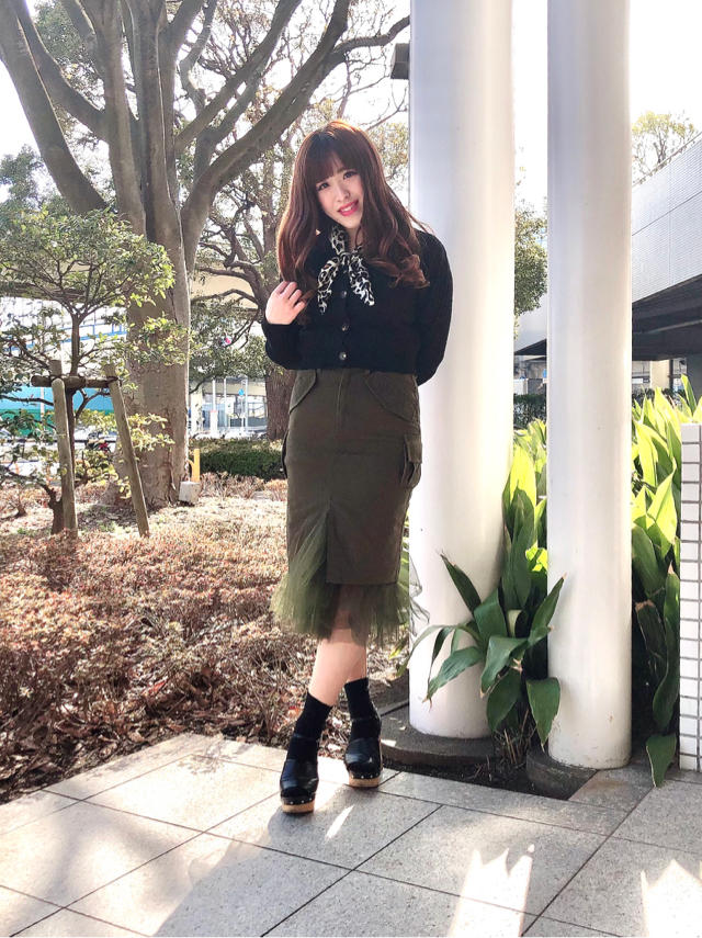 取り外し可能♡チュール付カーゴタイトスカート♡ゆか