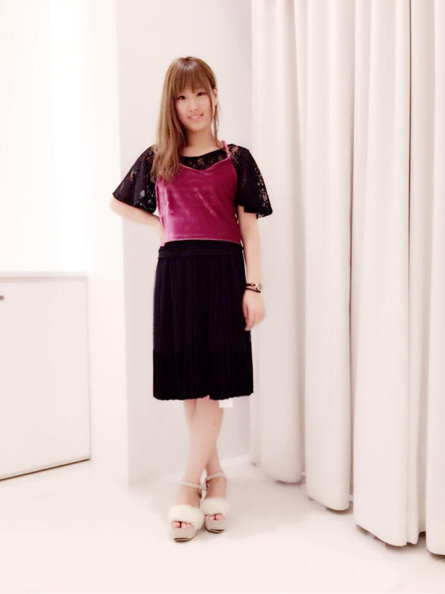 チュール素材で女性らしく♡プリーツスカート♡ひなこ