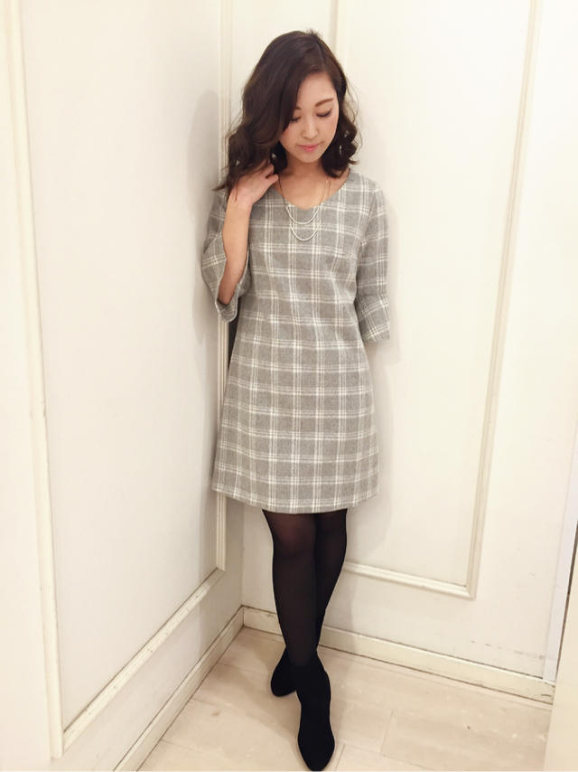 シルエットに注目☆チェックワンピ
