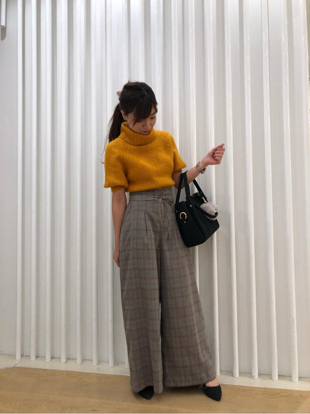レースアップチェックワイドパンツ♡あずさ