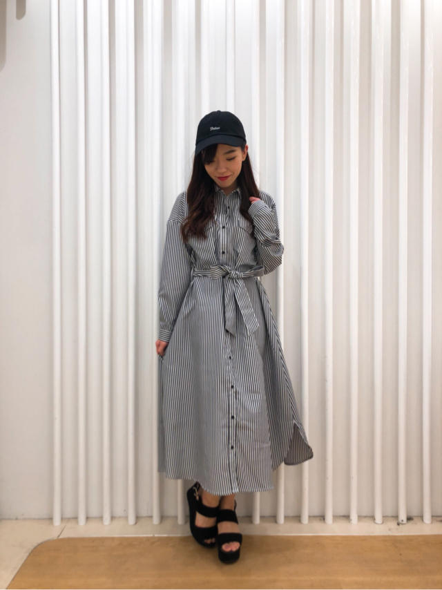ストライプシャツワンピ♡
