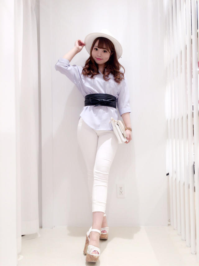 サッシュベルト付シャツ❥・・Kasumin