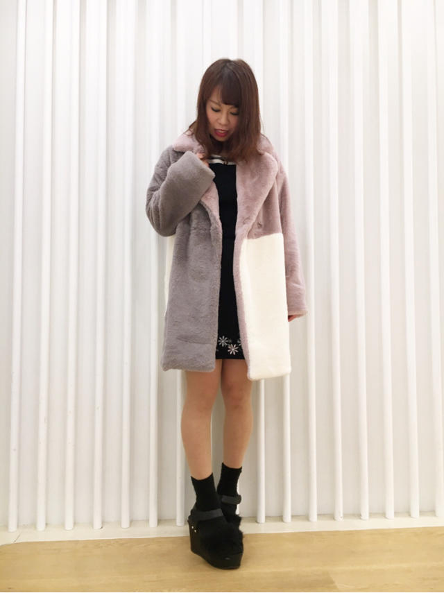 えりか♡ブロック配色コート♡