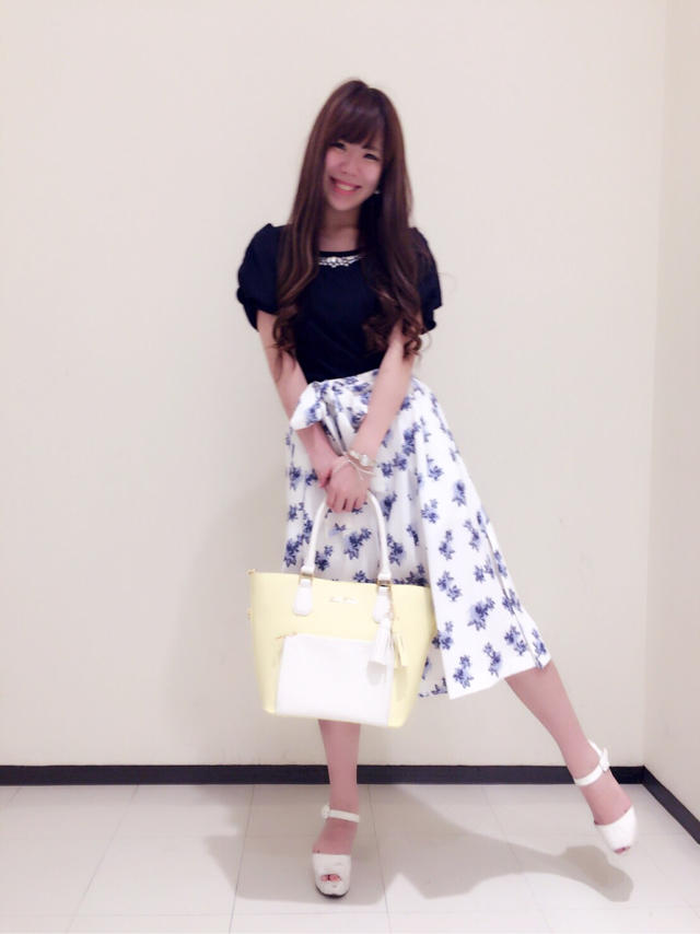 トレンドコーデ♡花柄ガウチョ＊ちほ
